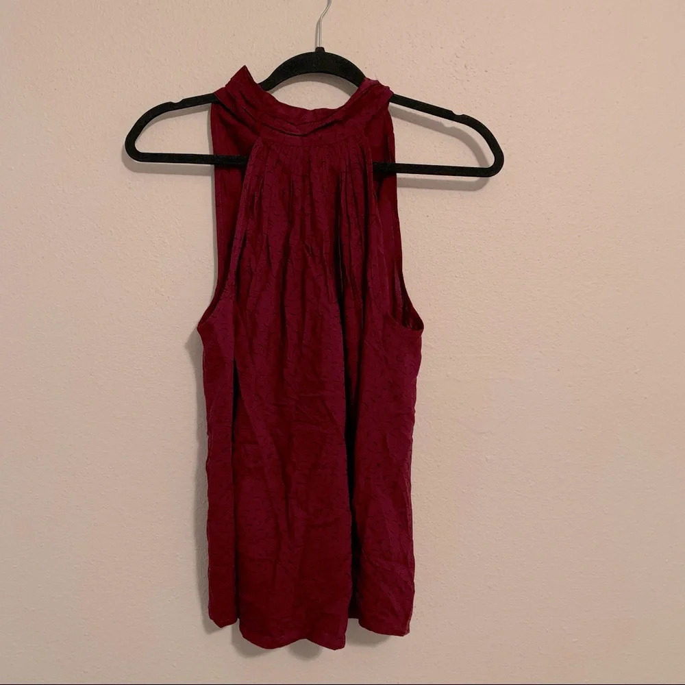 Bishop + Young burgundy high neck blouse